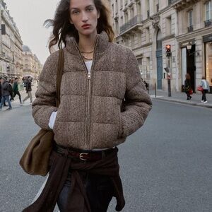 Zara cable knit padded bomber jacket with thermal insulation size XS